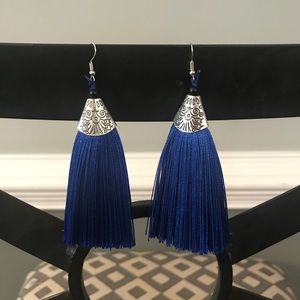 Blue tassel earrings
